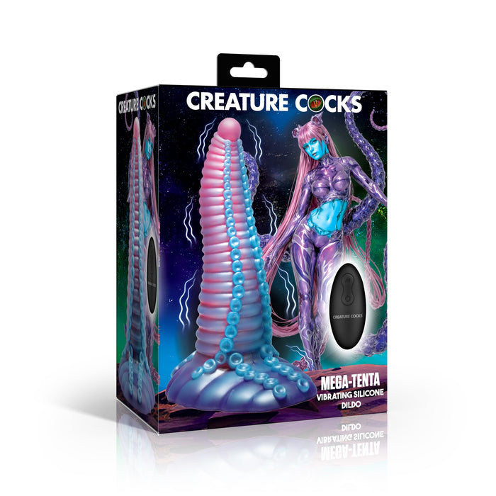 Creature Cocks Mega-Tenta Vibrating Rechargeable Silicone Dildo with Remote Control - Multicolor