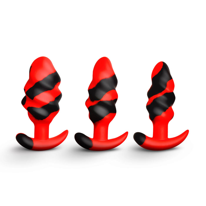 Creature Cocks Dragon Trainer Silicone Butt Plug Set (3 Piece) - Red/Black