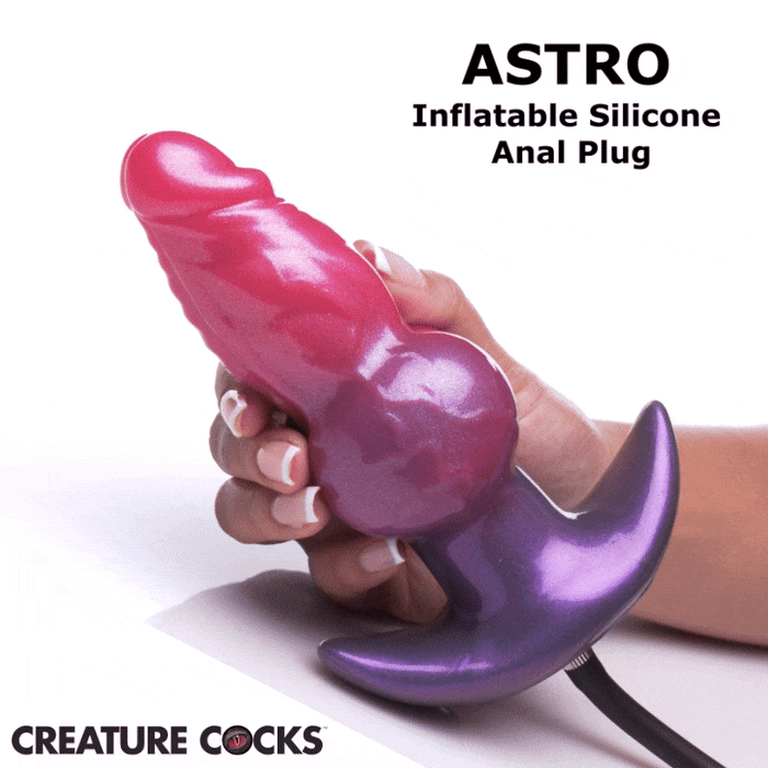 Creature Cocks Astro Inflatable Silicone Anal Plug - Pink/Purple