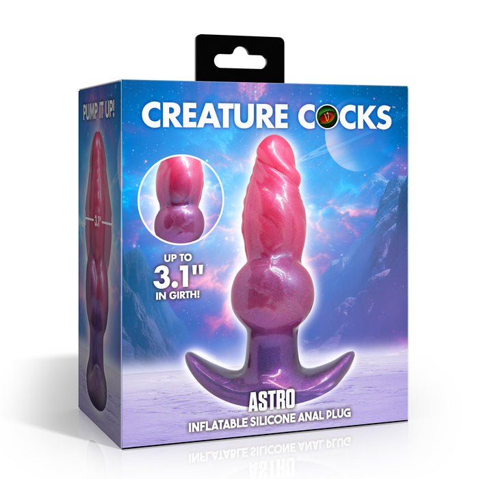 Creature Cocks Astro Inflatable Silicone Anal Plug - Pink/Purple