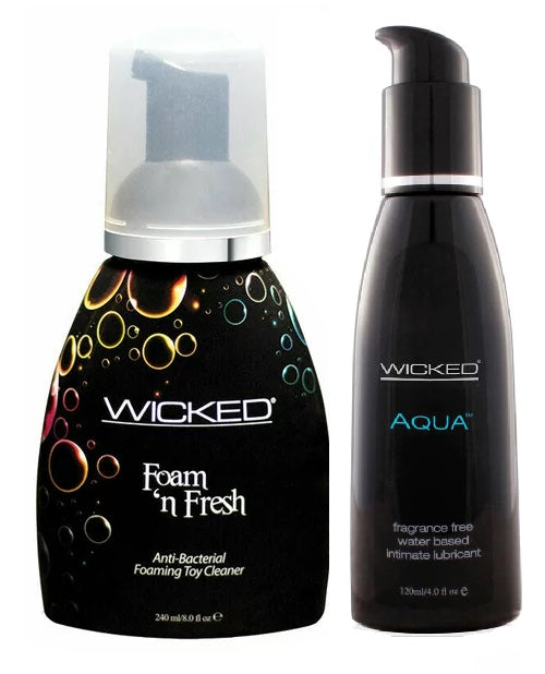 Water-Based Wicked Aqua Lube and Foaming Cleanser Bundle