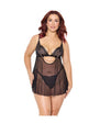 Pleasure Collection Feline Fatale Babydoll & G-String 2 pc Set - Black (Queen)