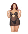 Pleasure Collection Feline Fatale Babydoll & G-String 2 pc Set - Black (Queen)