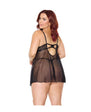 Pleasure Collection Feline Fatale Babydoll & G-String 2 pc Set - Black (Queen)