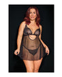 Pleasure Collection Feline Fatale Babydoll & G-String 2 pc Set - Black (Queen)