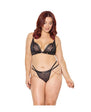 Pleasure Collection Feline Fatale Bra & G-String 2 pc Set - Black (Queen)
