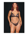 Pleasure Collection Feline Fatale Bra & G-String 2 pc Set - Black (Queen)