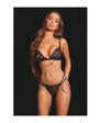 Pleasure Collection Feline Fatale Bra & G-String 2 pc Set - Black O/S