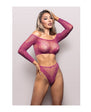 Vixen Your Desire Scalloped Long Sleeve 2 pc Set - Magenta