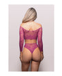 Vixen Your Desire Scalloped Long Sleeve 2 pc Set - Magenta