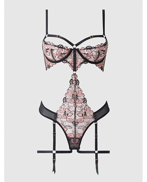 Nova Lace Teddy w/Garters Blk Queen Sizes