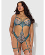 Nova Lace Teddy w/Garters Jade Blue Queen Sizes