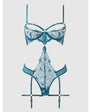 Nova Lace Teddy w/Garters Jade Blue Queen Sizes