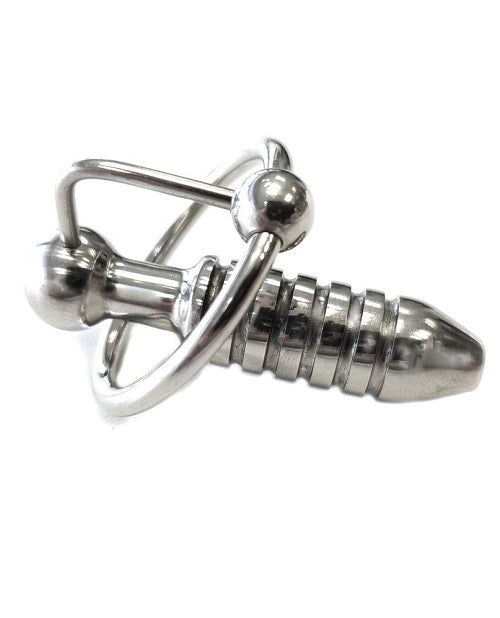 Rouge Stainless Steel Hollow Beaded Urethral Probe and Cock Ring