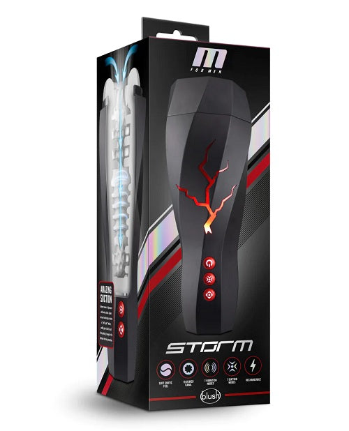 M For Men Storm Rechargeable Masturbator - Black/Red