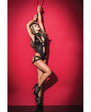Wet Look Bodysuit w/Removable Harness Black