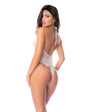 Sheer Lace Teddy w/Detachable Lace Cuffs - White
