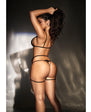 Mesh Top w/Adjustable Coverage, Garter Belt & Thong Black
