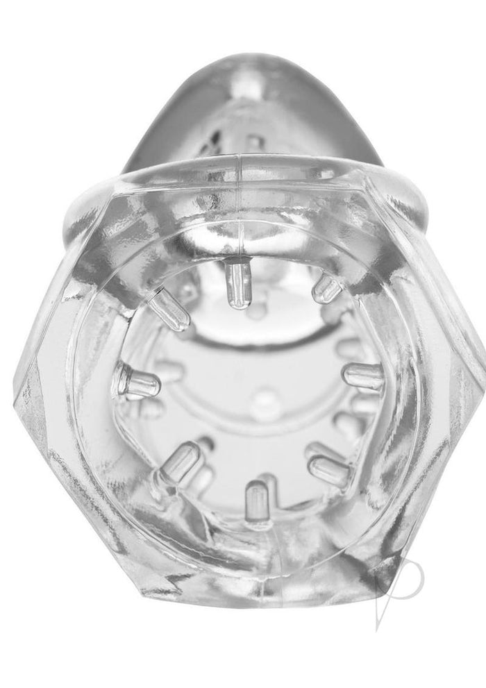 Master Series Detained 2.0 Restrictive Chastity Cage with Nubs - Clear