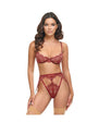 Arielle Lace Unlined Underwire 2 pc Set w/Ring Detail - Burgundy