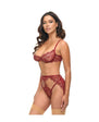 Arielle Lace Unlined Underwire 2 pc Set w/Ring Detail - Burgundy