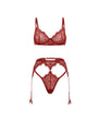 Arielle Lace Unlined Underwire 2 pc Set w/Ring Detail - Burgundy