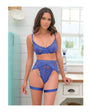 Delphi Lace 2 pc Set w/Attached Garter - Cobalt Blue