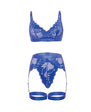 Delphi Lace 2 pc Set w/Attached Garter - Cobalt Blue
