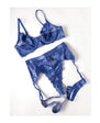Delphi Lace 2 pc Set w/Attached Garter - Cobalt Blue