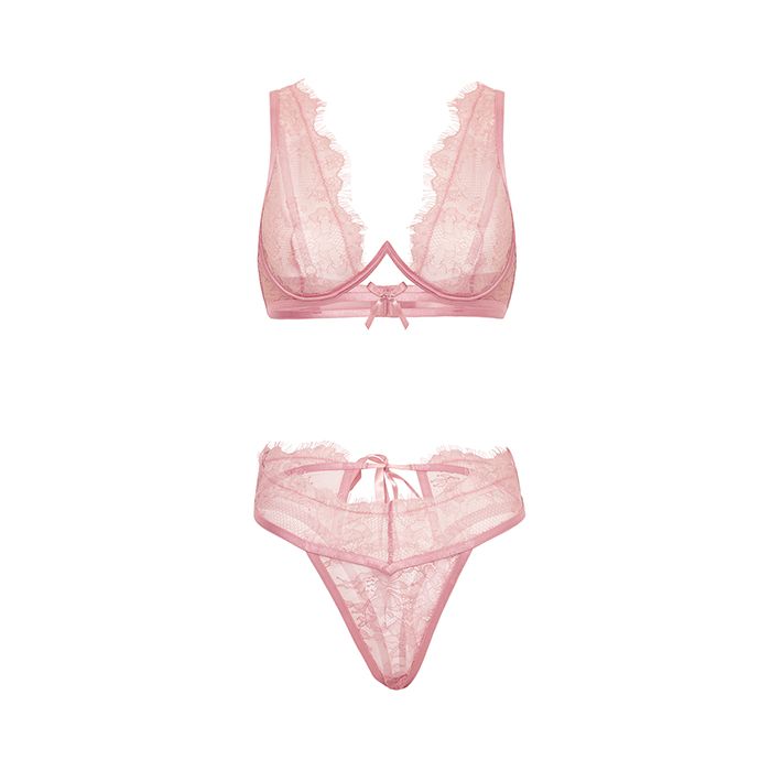 Beatriz Lace 2 pc Set w/Open Back - Pink