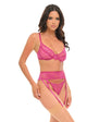 Julia Lace & Mesh 3 pc Set w/G-String - Rose