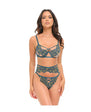 Daphne Lace Underwire 3 pc Set w/Embroidered Trim & Crossing Elastics - Blue