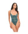 Paisley Lace & Mesh Teddy w/Bow Details - Turquoise