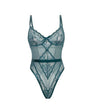 Paisley Lace & Mesh Teddy w/Bow Details - Turquoise