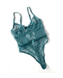 Paisley Lace & Mesh Teddy w/Bow Details - Turquoise