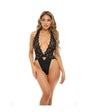 Sadie Stretch Galloon Lace Teddy w/Back Ties Black