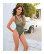 Lucy Lace & Mesh Teddy w/Removable Harness - Green