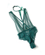 Lucy Lace & Mesh Teddy w/Removable Harness - Green