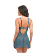 Daphne Lace & Mesh Babydoll w/Embroidered Details & Crossing Elastics - Blue