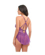 Harmony V-Plunge Lace & Mesh Babydoll w/G-String - Purple