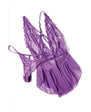Harmony V-Plunge Lace & Mesh Babydoll w/G-String - Purple