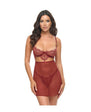 Arielle Unlined Underwire Lace Babydoll w/G-String - Burgundy