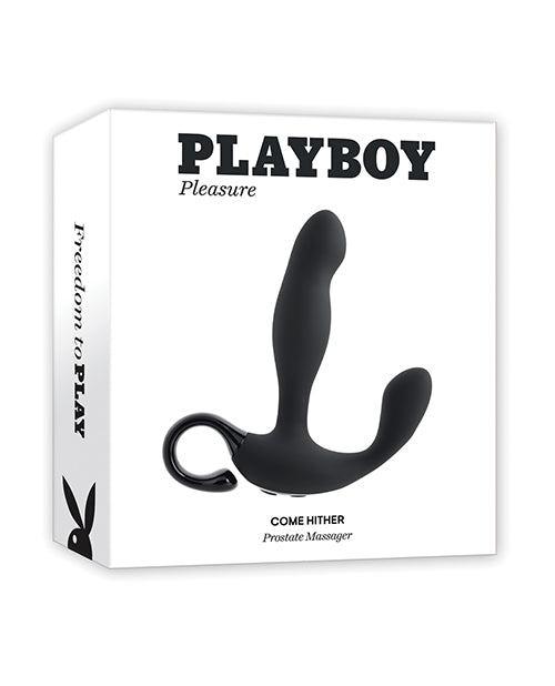 Playboy Come Hither Rechargeable Remote Controlled Silicone Vibrating Prostate Massager Black