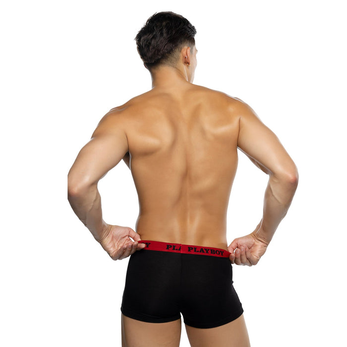 Playboy Men's Tuxedo Modal Boxer Briefs (Black/Red)