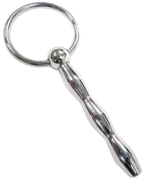 Rouge Ribbed Stainless Steel Urethral Probe - Silver