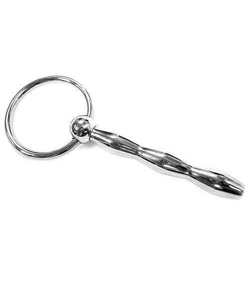 Rouge Ribbed Stainless Steel Urethral Probe - Silver
