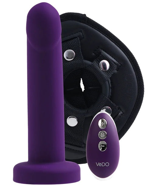 Vedo Strapped Rechargeable Vibrating Strap-On Deep Purple
