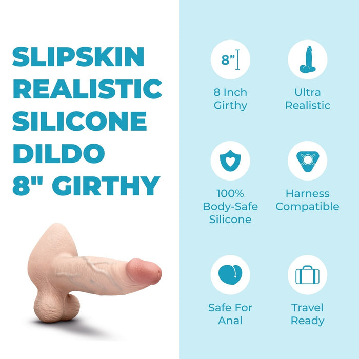 b-Vibe Slipskin 8" Girthy - 3 Color Options