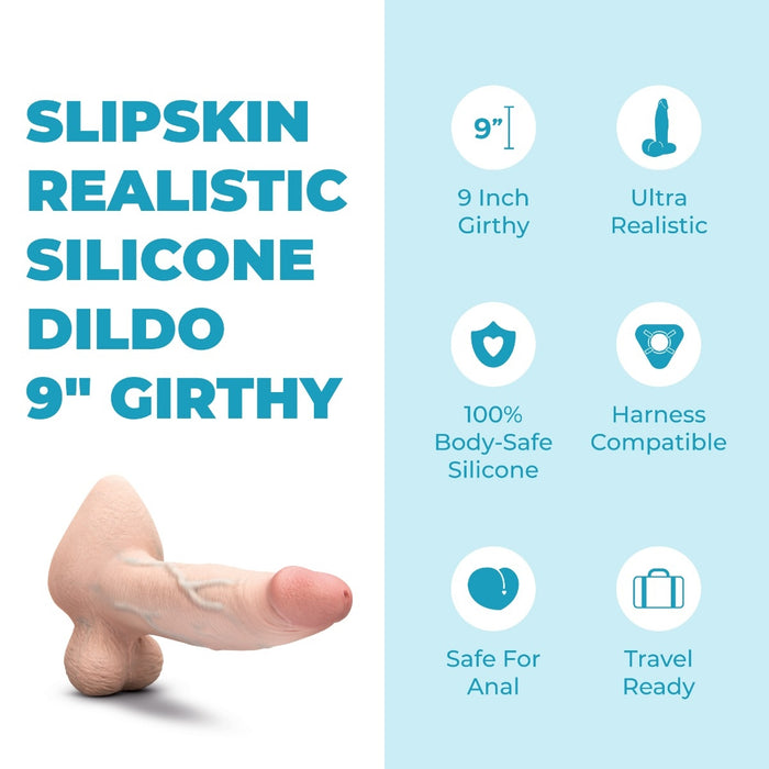 b-Vibe Slipskin 9" Girthy - 3 Color Options