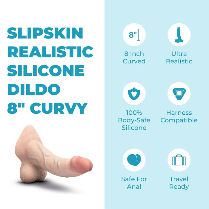 b-Vibe Slipskin 8" Curvy - 3 Color Options